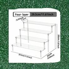 1 Desktop Transparent Acrylic Christmas Decoration Staircase Display Rack, Christmas Party Desktop Acrylic Trapezoidal Creative Decoration Decoration Ornament, Miscellaneous Items Staircase Display Shelf - Clear - View 15