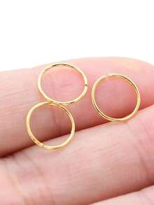 3pcs 18K Gold Plated Nose Rings, Unisex, 20G (8mm) Thin Nose Piercing Jewelry, Black Mini Nose Septum Rings, 20G Cartilage Earrings, Helix Hoops - Gold - View 7