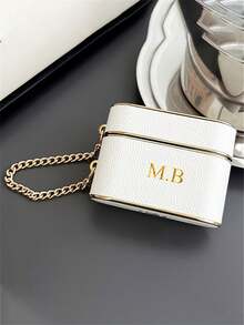 [Customized]Personalized Luxury Personalized Letter Name Customized Soft Cover For 1 2 3 4 Pro 2 Cylindrical Litchi Pattern Faux Leather Earphone Case - Multicolor - View 7