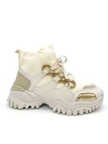 Women's Thick Sole Sneakers, Chunky Sneakers - Apricot - View 2