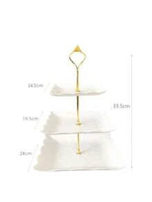 1pc European Style Afternoon Tea Dessert Tray, 3-Tier Cake Stand, Creative Multi-Layer Cake Display Rack, White Plastic Sweets Table Set; 1pc Paper Cupcake Stand, Cookie Tray, Serving Platter, Cake Display Tower; 1pc Dessert Tray Suitable For Wedding, Baby Shower, Tea Party, 3-Tier Paper Cupcake Stand, Plastic Tiered Server, Square Dessert Tray, Suitable For Tea Party, Baby Shower, Wedding (Pure White) - 白色1PC - 查看 17