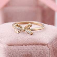 1pc Women's Fashion Ring, Minimalist Casual Style With Bow Decor, Suitable For Valentine's Day, Vacation, Commute, Date, Party, Wedding, Engagement, Gift For Wife, Girlfriend, Mother Birthday, Anniversary, New Year, All Seasons