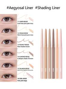 Bbia 2pcs Automatic Gel Eyeliner Pencil Set - 20 Plum Red + 11 Flax Beige, Gel Eyeliner Pencil, Quick-Drying, Long-Lasting, Super Smooth, Smudge-Proof, Can Be Used As Eyeshadow, Glitter Eyeliner, Lip Liner, Contour Pencil, Korean Makeup - 20+11 - View 7