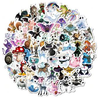 56 st. klistermärken med absurda sagor i gotisk stil, självhäftande papper, biljettklistermärken, graffitiklistermärken, dekorativa bagageklistermärken, motorcykel- och anteckningsboksklistermärken