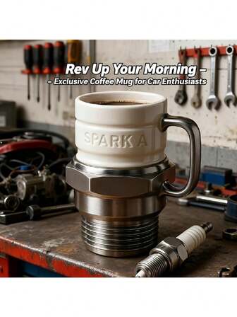 Zündkerzen-förmiger Becher, Auto-Themen Kaffeetasse, Geschenk für Mechaniker-Freund, hitzebeständiger Herren-Becher, Geschenk zum Vatertag und Weihnachten, Garage Werkstatt Dekoration, 2-in-1 Kaffee- & Wassertasse, Geschenk für Autoliebhaber, einzigartiger Kaffeebecher, thematische Trinkware, hochwertige Getränkebehälter, strapazierfähiger Becher, mechanisches Geschenk, Autoliebhaber, Automobilgeschenk