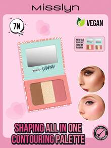 Misslyn 三合一修容彩妆盘，包含高光、腮红和鼻影，打造立体面部轮廓，提升女性面部美感。 - 7n - 查看 2