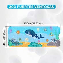 Tapete para Baño 100x40CM Alfombrilla de Baño Antideslizante Alfombrilla de Ducha de Dibujos Animados con Orificios de Desagüe y Ventosas Adecuado para Baños y Duchas Ballena - Ballena - Ver 2