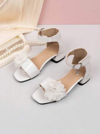Girls' Princess High Heels - Stylish Flower Decor Sandals For Catwalk & Dance Performance