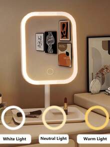 LED化妆镜，3种灯光模式，触控操作，便携式支架，可折叠收纳，旅行化妆镜，320mAh可充电电池，便携式LED化妆镜，送给女性的绝佳礼物，情人节和母亲节的理想之选