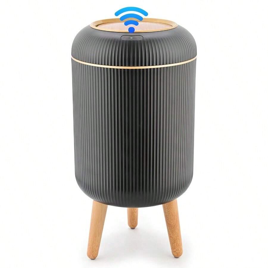Smart Sensor Wastebasket Convenient And Hygienic Easy To Use Technology Sensor Waterproof Wastebasket Plastic Trash Can For Kitchen Bathroom Bedroom Living Room Office And Outdoor - 1 Pack+Black - View 1