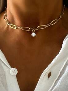 This STYLEVER Single Gold Letter Octagonal Star Necklace, Paired With A Heart-Shaped Chain And Stainless Steel Chain, Is Suitable For Work, Daily Life, Parties, Banquets And Balls. It Is A Unique And Luxurious Women's Necklace. - Yellow Gold - View 15