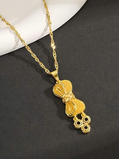 قلادة قلادة ذهبية بشكل عقدة كلاسيكية رجعية، مناسبة للارتداء اليومي العادي للنساء، هدية للأم/الصديقة، مجوهرات الزفاف، قلادة قلادة ذهبية عصرية بديلة