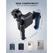 Lamicall Motorcycle Bike Phone Mount [No Block Camera] [1s Lock] Bike Cell Phone Holder Clamp Bicycle Scooter Handlebar Clip For IPhone 17 Pro Max Air 16 15 14 Plus 13 Galaxy S25 4.77" Phones - Black - View 5
