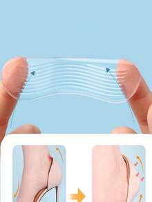 1 Pair Soft Silicone Heel Grips, Anti-Slip & Anti-Friction Heel Liner Cushions For High Heels, Self-Adhesive & Adjustable - Clear - View 5