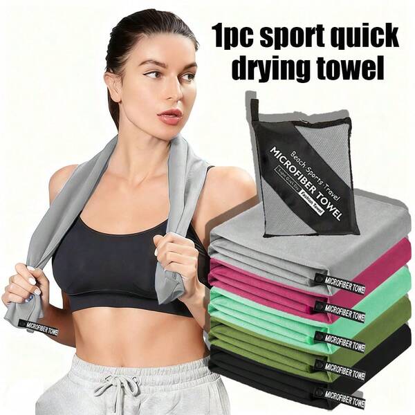 1 pieza Toalla de microfibra de secado rápido para camping, compacta con bolsa de malla, adecuada para deportes al aire viajes