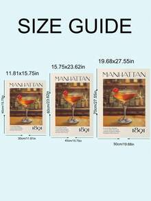 1 pieza Impresión artística de receta de cóctel Manhattan vintage para carrito de bar, impresión de receta de cóctel Old Fashioned, arte de pared de carrito de bar vintage, decoración de dormitorio, decoración de sala de estar, decoración de cocina, decoración de dormitorio, regalo ideal para amigos, arte de pared, decoración de pared, decoración del hogar, decoración de habitación, arte de pared en lienzo, carteles, arte de pared con marco, marco opcional - Multicolor - Ver 10