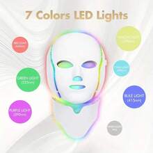 Aedwdpe LED Face Mask 7-Color Light Therapy Device, USB Rechargeable, Suitable For Facial Use - Facial Skincare Tool - trắng - Xem 6