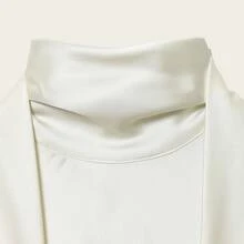 2025 New Arrival Hot Selling Women's Solid Satin High Neck Dress, Long Sleeve Waist Design, Elegant High-End, Versatile Party & Work Wear Mini Dress - Apricot - View 4