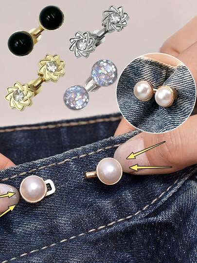 1/4組 エレガントなミニマリストシームレス調整可能ウエストベルト、パンツ、スカート、ドレスウエストシンチャー、セーターカラー露出防止アクセサリー、カジュアルシックファッションフェイクパール、ラインストーン、フラワーデザインウエストベルト、ミニマリストミニウエストシンチャー。デイリーウェアに適し、ギフトにも最適。