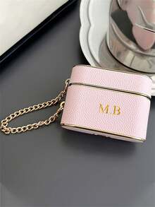 [Customized]Personalized Luxury Personalized Letter Name Customized Soft Cover For 1 2 3 4 Pro 2 Cylindrical Litchi Pattern Faux Leather Earphone Case - Multicolor - View 9