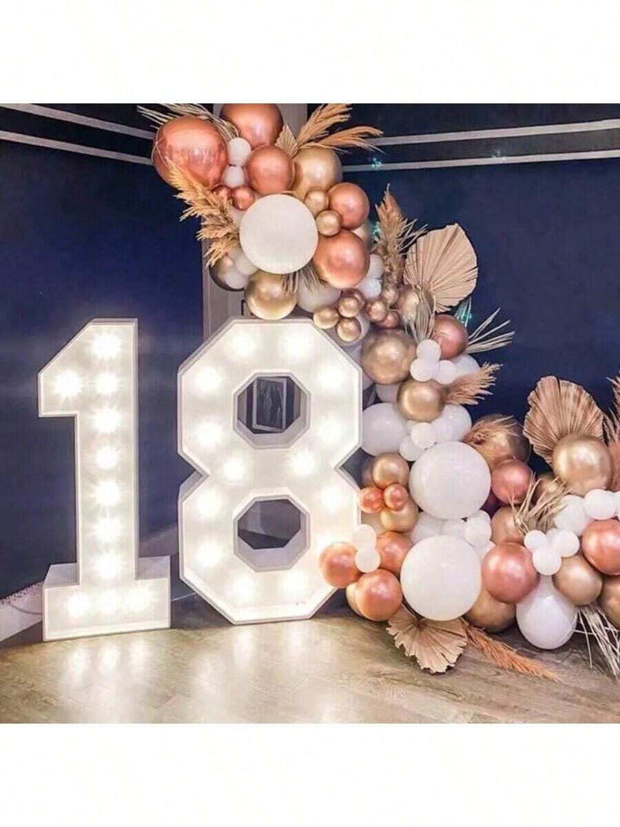 Số Marquee, Số phát sáng, Số khảm cho bóng bay, Khung bóng bay số 1, Chữ phát sáng Marquee, Đồ trang trí sinh nhật lần thứ 0123456789, Đồ trang trí kỷ niệm tiệc đầu tiên - trắng - Xem 1