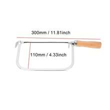 Herramienta de corte ajustable en forma de U, cortador de pan, sierra con mango de madera y 5 cuerdas de sierra manual - Beis - Ver 4
