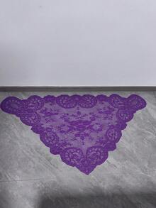 Véu triangular floral vintage elegante de 125 cm x 60 cm (1 peça), acessório romântico para casamento na igreja, xale versátil, lenço, capa de sofá, artesanato com acabamento decorativo em renda.