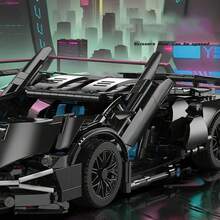 Supersportwagen Baustein-Set 1314 Teile im Maßstab 1:14 - Detailliertes Technik-Modell mit authentischer Fahrwerkssimulation | Ideal als anspruchsvolles DIY-Projekt & Geschenk für Erwachsene & Jugendliche - Schwarz - Übersicht 3