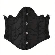 1pc Women's Short 4-Hook Double-Sided Embossed Waist Cincher, Suitable For Banquets And Parties - 黑色 - 查看 3