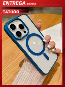 1 Piece Magnetic Wireless Charging Case, Clear Acrylic Hard Case, Compatible With IPhone 15pro Max/14/13/12/11 - Xanh đậm - Xem 3