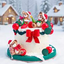ROARING GOOD TIME Decorazione per torta a forma di orso di Natale, decorazione per torta a forma di orso di Natale, decorazione natalizia, decorazione natalizia per Natale - Multicolore - Visualizzare 1