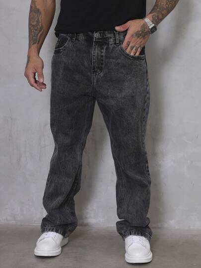 Calça Balao Jeans Masculina Oversize Perna Larga sem Elastano