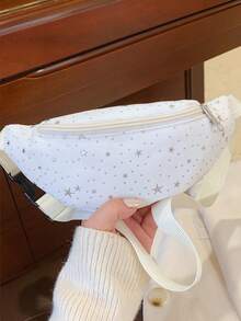 Fashionable Star Decor Fanny Pack, Adjustable Strap, Suitable For Casual Outings To Carry Lipstick, Phone, Coins, Unisex Mini Chest Bag