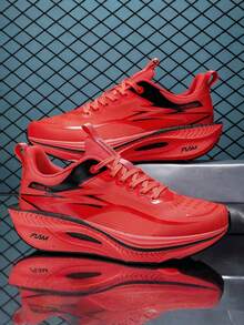 Men's Road Running Shoes - Rubber Sole Cushioned Running Shoes - Suitable For Fitness, Jogging, Casual Wear - Lace-Up Design, Dual-Use For Daily And Sports - Lightweight Shock-Absorbing Shoes, Outdoor Activities, Fashionable Style, Wear-Resistant And Non-Slip, High-Efficiency Training Shoes