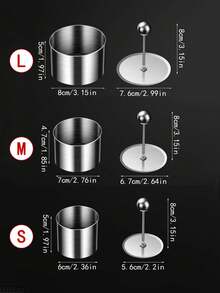 1件套不锈钢沙拉模具套装 - 圆形，创意厨房工具，适用于餐厅和酒店的西式菜肴摆盘 - 銀色 - 查看 8