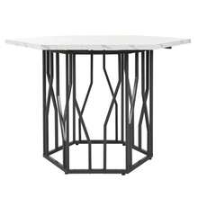 Modern Hexagonal Marble Dining Table, Black Metal Branch Base, Simple Aesthetic Coffee Table, Suitable For Dining Rooms And Living Rooms - Black and White - View 9