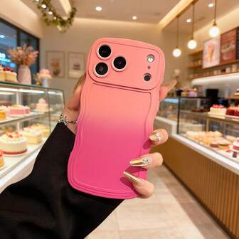 Mjukt silikonfodral med tonad färg och vågmönster för iPhone 17 Air, 16e, 16/15/14 Plus, 17/16/15/14/13/12/11 Pro Max X XR XS Max. Kompatibel med Galaxy S25, S24, S23, S22, S21 Ultra, S25, S24, S23, S22, S21 Plus, S21, S24, S23 FE, A56, A55, A54, A53, A52, A34, A35, A36, A25, A26, A14, A15, A16. Linsskydd, fallskydd, stötsäkert fodral.