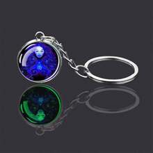 1pc Constellation Luminous Keychain Fashion Double Side Cabochon Glass Ball Keychain Zodiac Signs Keyring Key Holder Jewelry - Silver - View 20