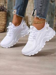 Women's Running Shoes Casual Breathable Sports Shoes Fashionable Lightweight Sneakers - trắng - Xem 3