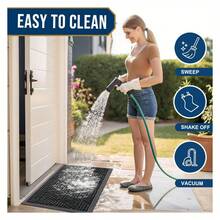 Front Door Mat Outside Entrance, Heavy Duty Sturdy Natural Rubber Doormat, Trap Dirt And Moisture, EasyLow Profile Mats For Indoor Outdoor Entry, Irregular Triangle 47x17, Black - Multicolor 1705 - View 5