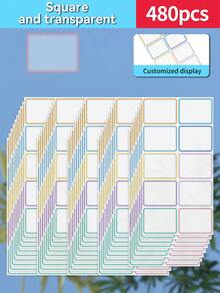 Customized 30/60/120/240/360/480pcs Transparent Waterproof Name Labels - White/Clear/Holographic/Rainbow Customized Stickers, Various Sizes Of Labels, Customizable Text,Office Decor