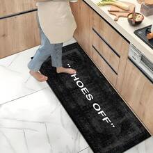 1pc "Please Take Off Shoes" Text & Pattern Printed Rug, Faux Wool Mat - Highly Absorbent, Easy To Clean, Suitable For Home Decor, Farmhouse, Entryway, Indoor, Room, Kitchen, Dining Room, Small Office/Home Office, Sink, Laundry Room, Doormat, Kitchen Mat, Non-Slip Mat - Multicolor - View 8