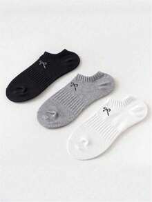 1 Pair/20 Pairs/30 Pairs Black, White, Gray Waist Cinching Bow Pattern Socks, Suitable For Dress Shoes, Sneakers, Platform Shoes, Outdoor Sports & Fitness Wear, Casual Business Commute Travel, Unisex Campus Daily Sports Essential, Soft Skin-Friendly Breathable Moisture-Wicking Odor-Resistant Low-Cut Non-Slip Invisible Ankle Socks - Multicolor - View 2