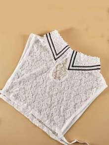1 pezzo di colletto finto per camicia da donna con pizzo in chiffon funzionale e effetto traforato - Multicolore - Visualizzare 7