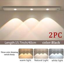 1pc Smart Led Body Sensing Light Ultra-Thin Cat Eye Hill Light Strip Motion Sensor Backlight Ultra-Thin USB Charging Cabinet Light 3 Lighting Modes Continuous Dimming Cabinet Bottom Light For Wardrobe Wine Cabinet Cabinet Stairs Can Be Attached Anywhere 1 Smart Led Body Sensing Light