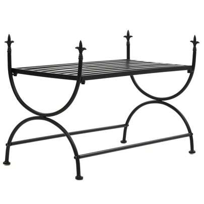 vidaXL Bench Black Metal Medium Decorative Inlays Bench Rectangular