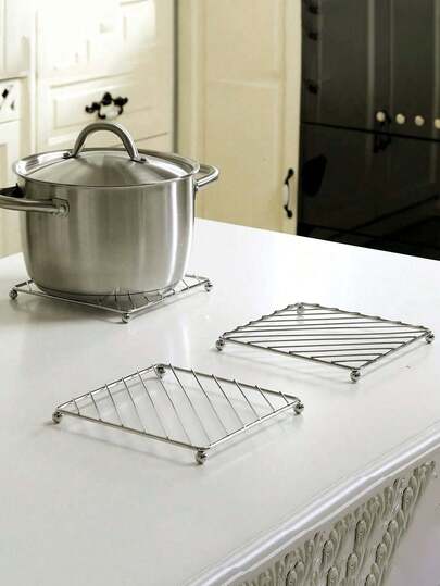 Stainless Steel Heat Resistant Kitchen Counter Suitable For Stovetops And Dining Tables Mat Multi-Purpose Cookware Placement Pad Heat Protection Easy-Clean Design Suitable For Stovetops And Dining Tables Modern Minimalist Kitchenware Sturdy And Durable Essential For Home Chefs