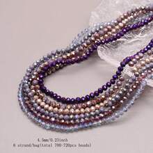 Perline in vetro di cristallo a faccetta Rondelle di circa 4mm, colore di rivestimento, 6 fili / sacchetto, circa 720 pezzi, perline sfuse spaziatrici per la fabbricazione di gioielli fai-da-te, accessori per braccialetti, collane e accessori per abbigliamento