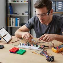 Breadboard Kit With 830-Tie-Point, 400-Tie-Point Boards, 3x170-Tie-Point Boards, 65Pcs Flexible Wires, 9V Adapter, IoT & STEM - 1 - 查看 7