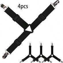 Durable Sheet Straps Black & Pink – 4/8-Pack Non-Slip Sheet Clips, Elastic Bed Sheet Fasteners For Tight, Wrinkle-Free Sheets - màu đen - Xem 5